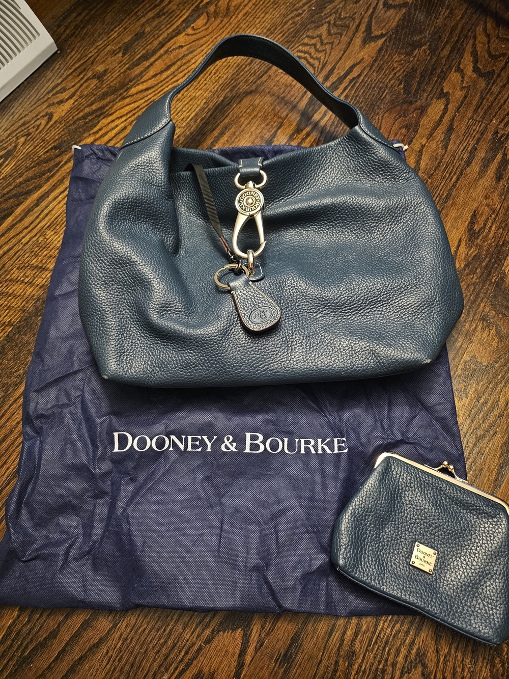 Dooney & Bourke Logo Lock Hobo in Deep Teal with Accessories
